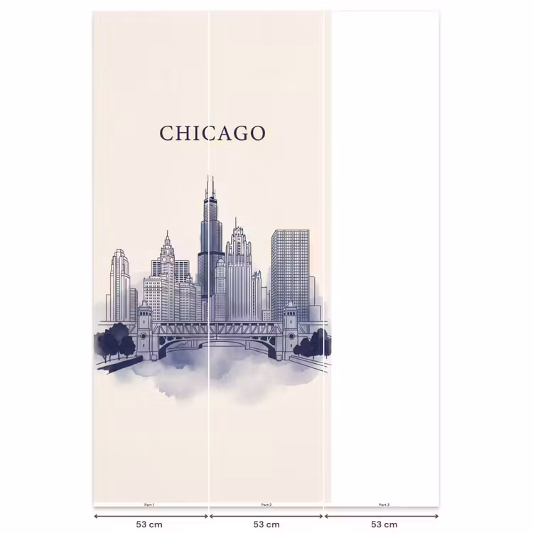 Behang - Stad - Skyline - Architectuur - Lijntekening - Blauw — 6