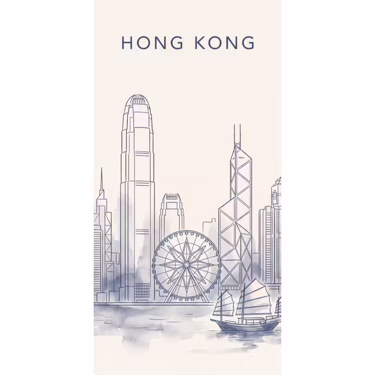 Behang - Stad - Skyline - Water - Lijntekening - Blauw — 2