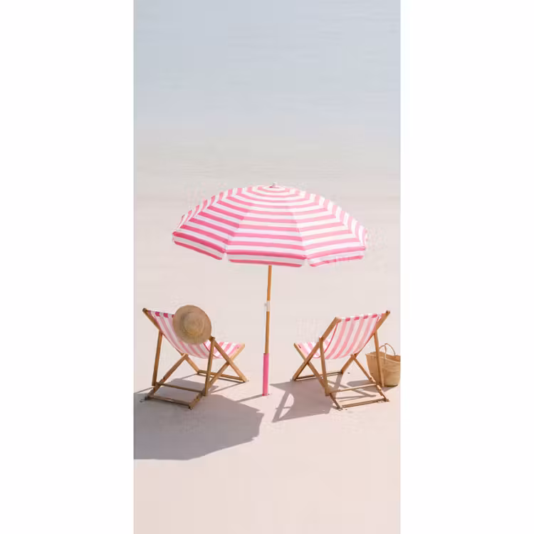 Behang - Strand - Parasol - Ligstoel - Zomer - Roze — 2