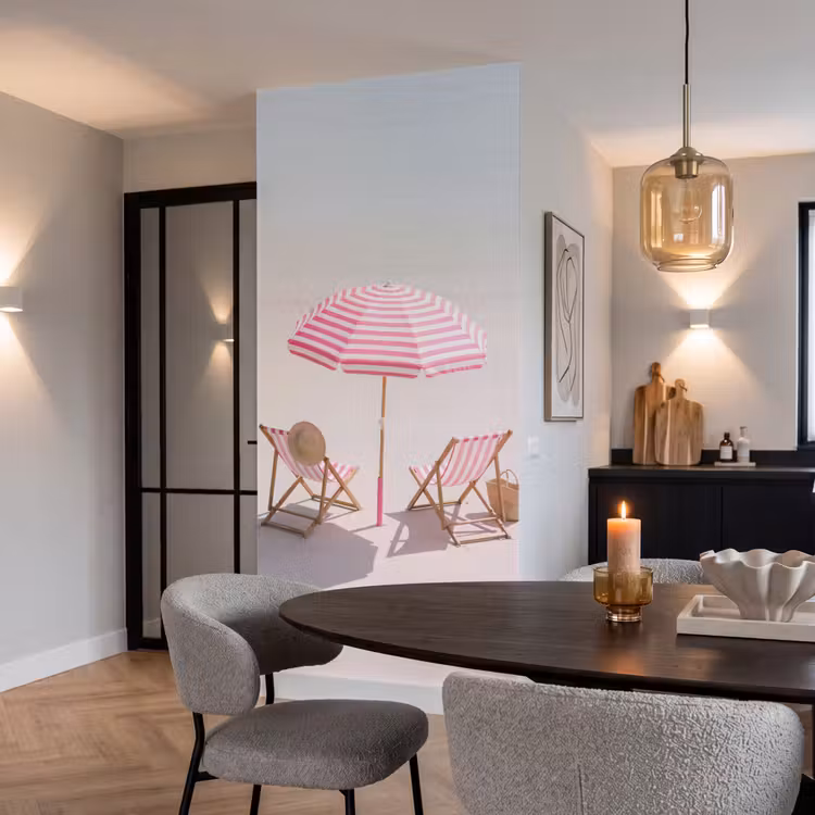 Behang - Strand - Parasol - Ligstoel - Zomer - Roze — 5