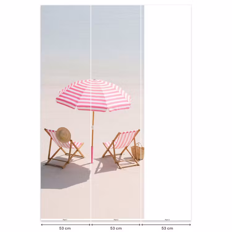 Behang - Strand - Parasol - Ligstoel - Zomer - Roze — 6
