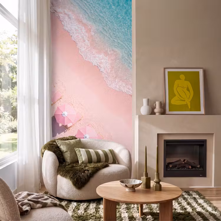 Behang - Strand - Roze zand - Zee - Zomer - Natuur — 1