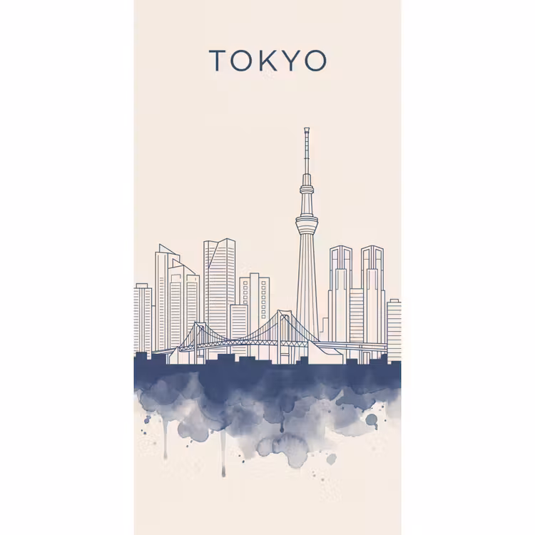 Behang - Tokyo - Skyline - Stad - Abstract - Blauw — 2