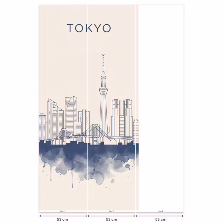 Behang - Tokyo - Skyline - Stad - Abstract - Blauw — 6