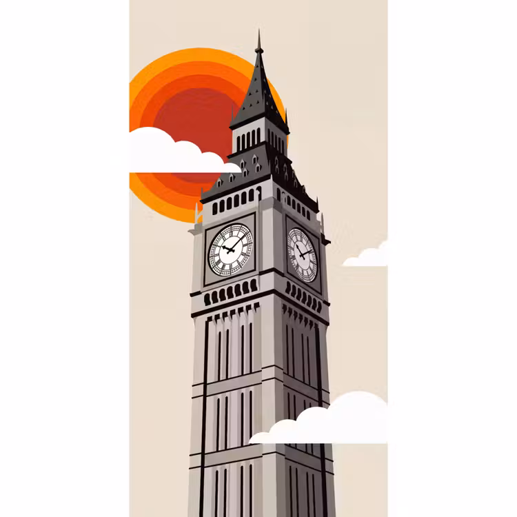 Behang - Toren - Klok - Londen - Architectuur - Retro — 2