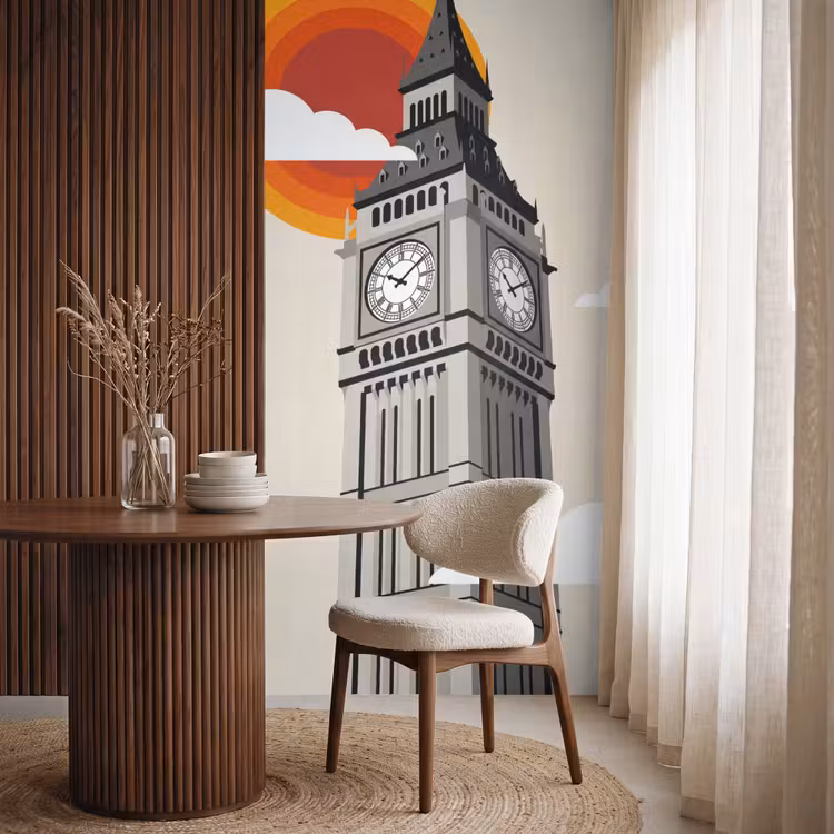 Behang - Toren - Klok - Londen - Architectuur - Retro — 4