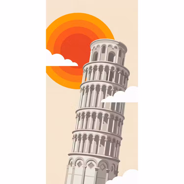 Behang - Toren - Pisa - Architectuur - Minimalistisch - Beige — 2