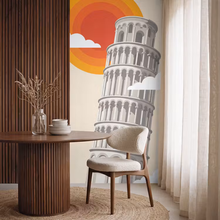 Behang - Toren - Pisa - Architectuur - Minimalistisch - Beige — 4