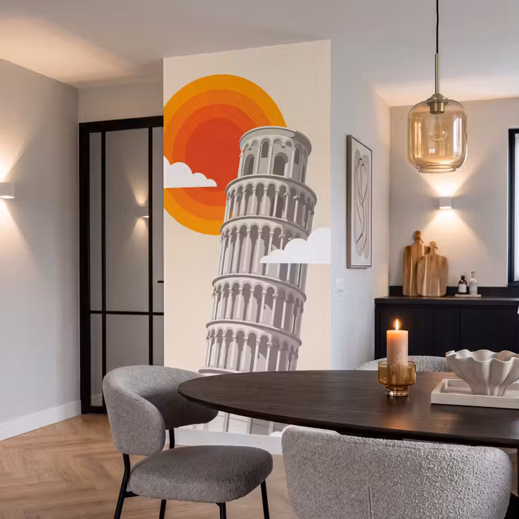 Behang - Toren - Pisa - Architectuur - Minimalistisch - Beige — 5