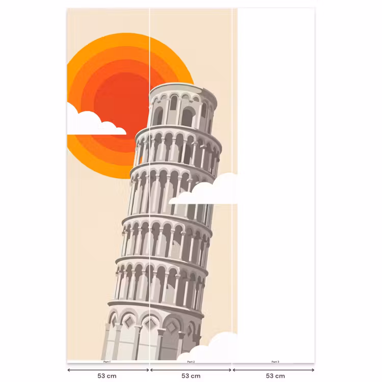 Behang - Toren - Pisa - Architectuur - Minimalistisch - Beige — 6