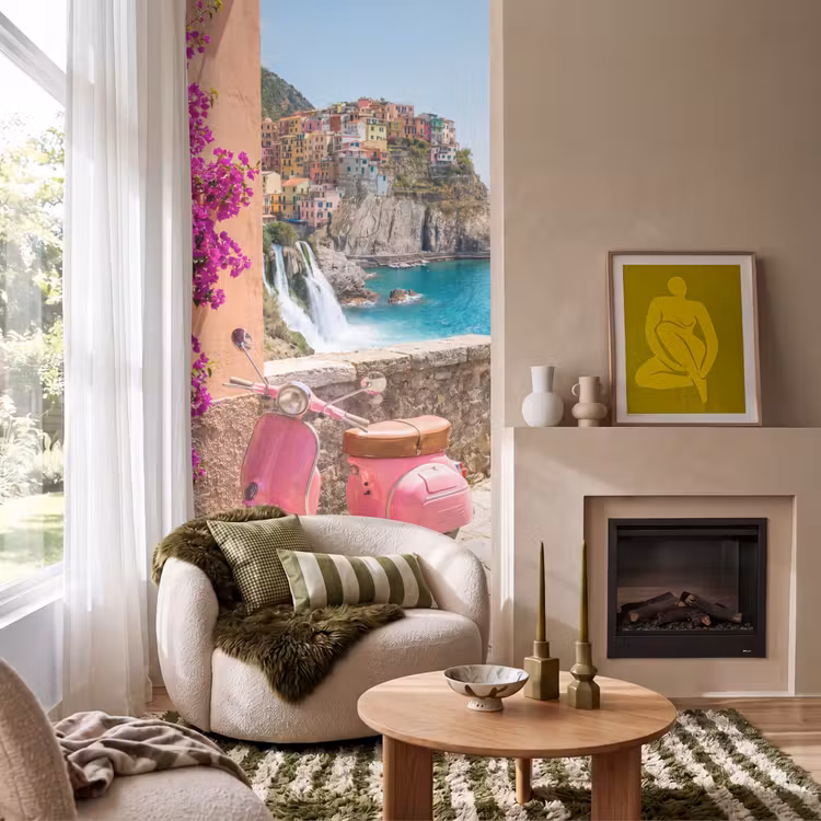 Behang - Voertuig - Roze - Kust - Zomer - Reizen — 1