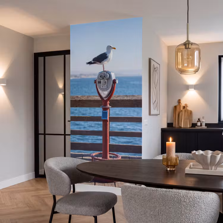 Behang - Vogel - Verrekijker - Kust - Zee - Blauw — 5