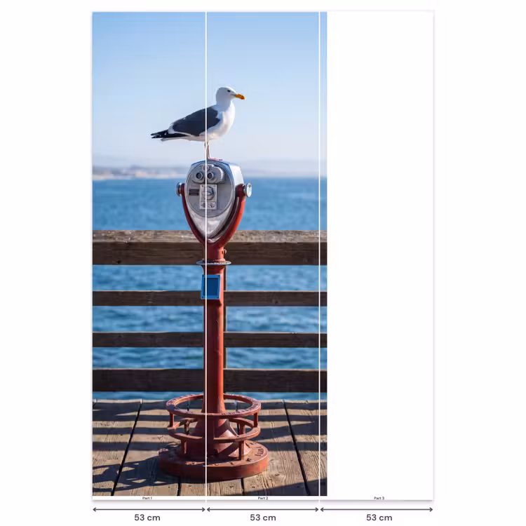 Behang - Vogel - Verrekijker - Kust - Zee - Blauw — 6
