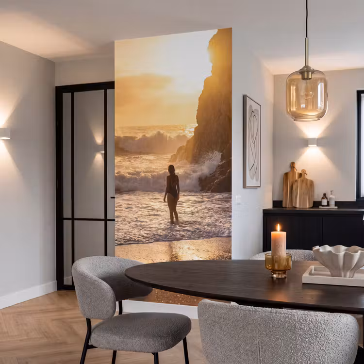 Behang - Mensen - Oceaan - Zonsondergang - Kust - Goud — 5