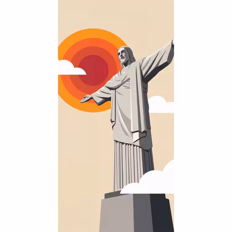 Behang - Monument - Stad - Zonsondergang - Minimalistisch - Oranje — 2