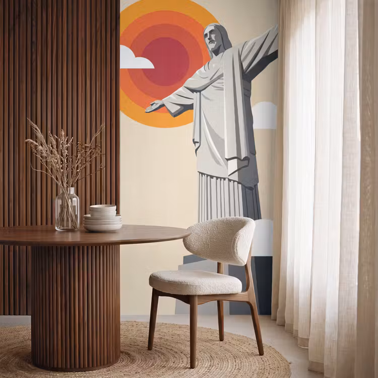Behang - Monument - Stad - Zonsondergang - Minimalistisch - Oranje — 4