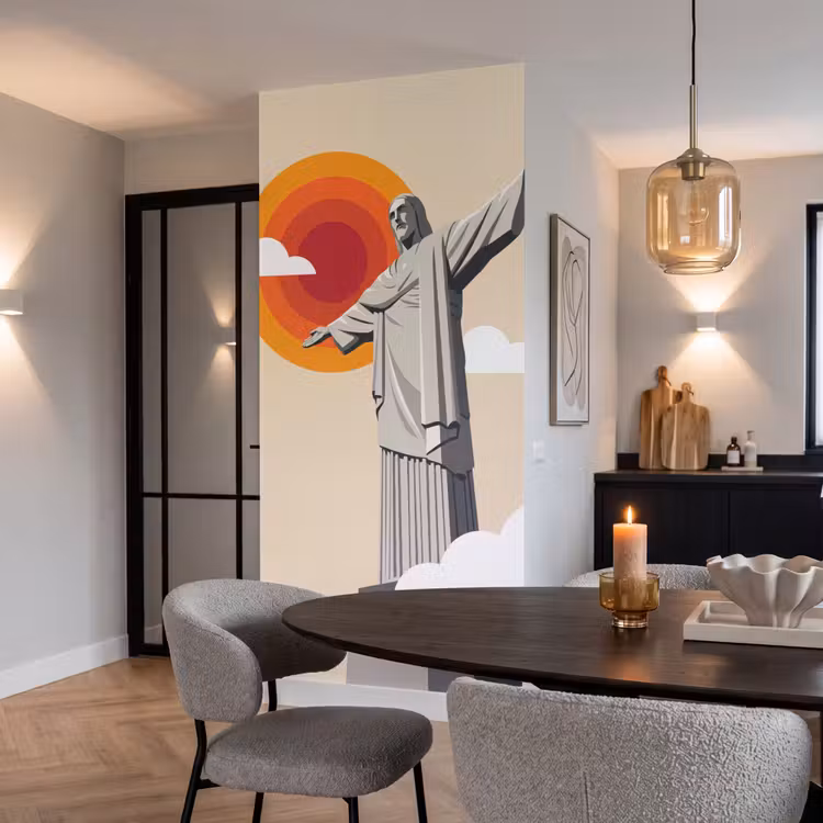 Behang - Monument - Stad - Zonsondergang - Minimalistisch - Oranje — 5