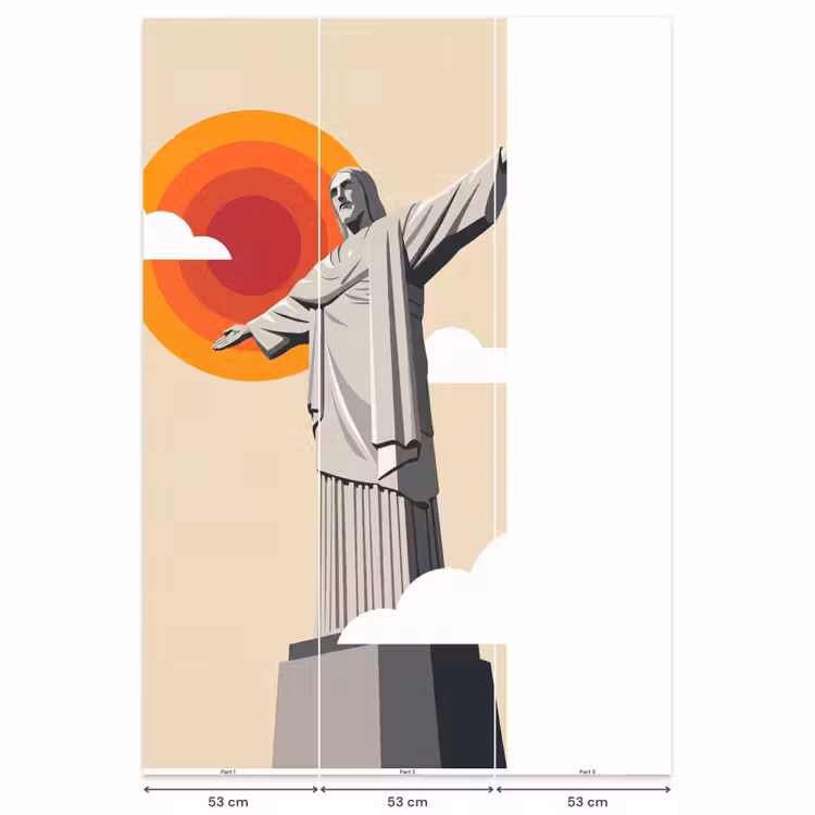 Behang - Monument - Stad - Zonsondergang - Minimalistisch - Oranje — 6