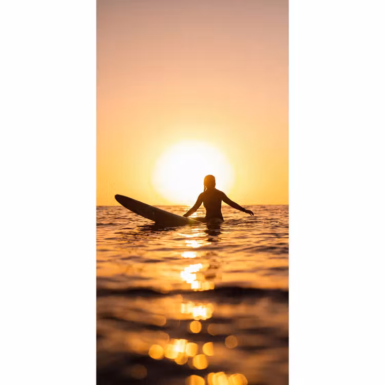 Behang - Persoon - Surfen - Zonsondergang - Zee - Oranje — 2