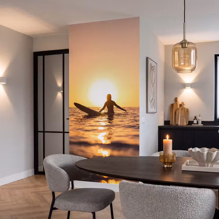 Behang - Persoon - Surfen - Zonsondergang - Zee - Oranje — 5