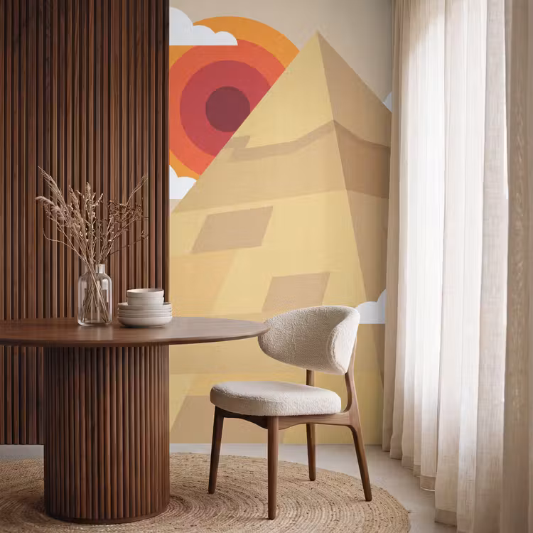 Behang - Piramide - Zon - Woestijn - Modern - Oranje — 4
