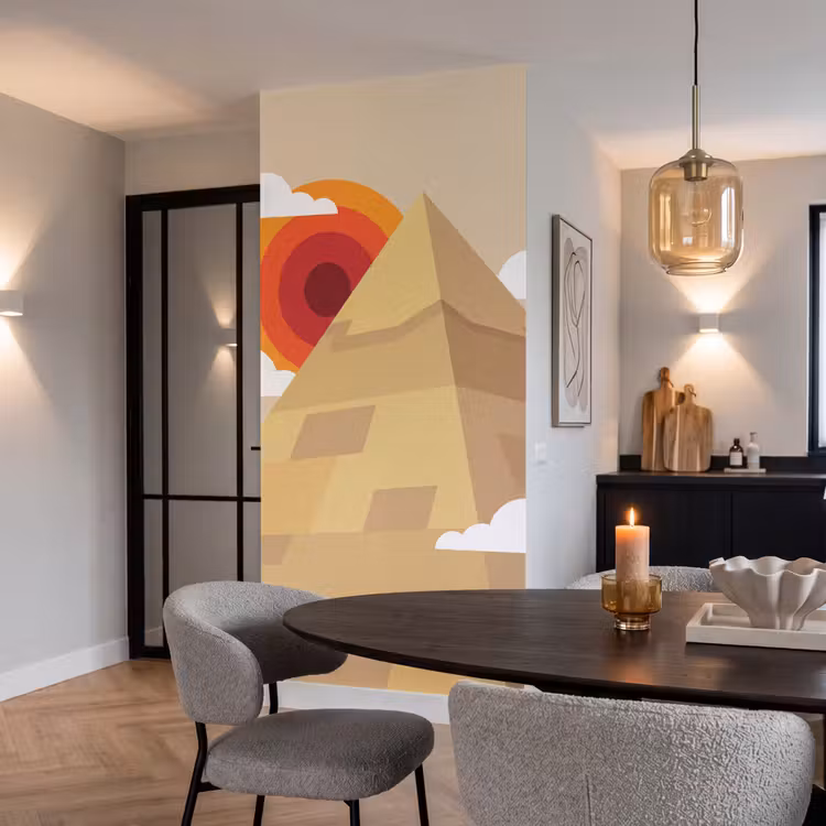 Behang - Piramide - Zon - Woestijn - Modern - Oranje — 5