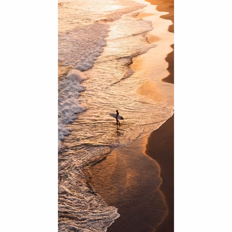 Behang - Surfer - Strand - Zonsondergang - Oceaan - Goud — 2
