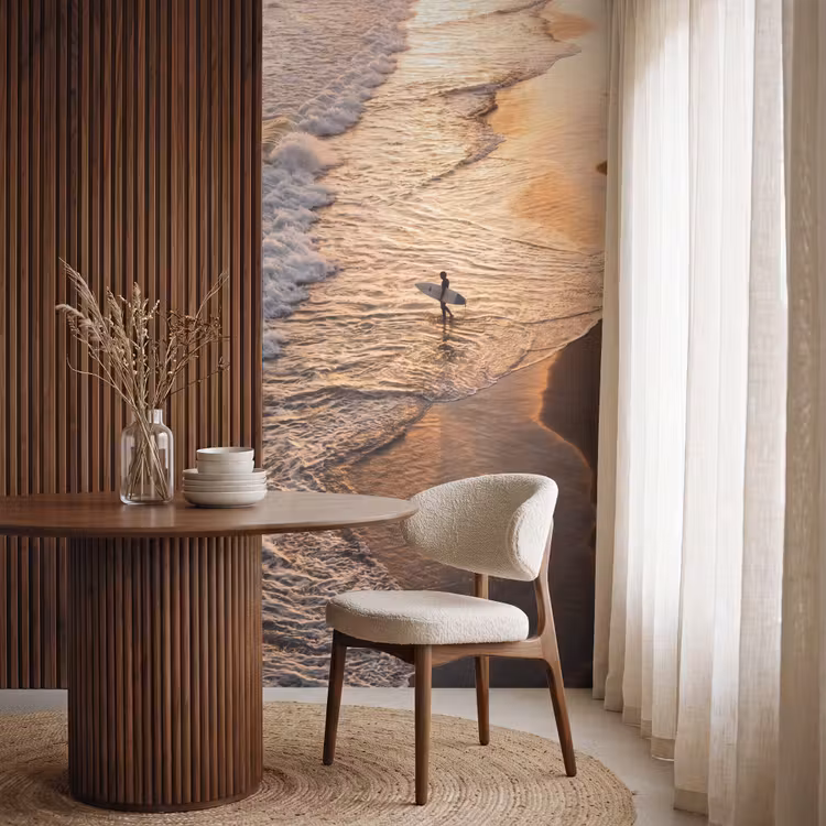 Behang - Surfer - Strand - Zonsondergang - Oceaan - Goud — 4