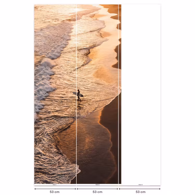 Behang - Surfer - Strand - Zonsondergang - Oceaan - Goud — 6