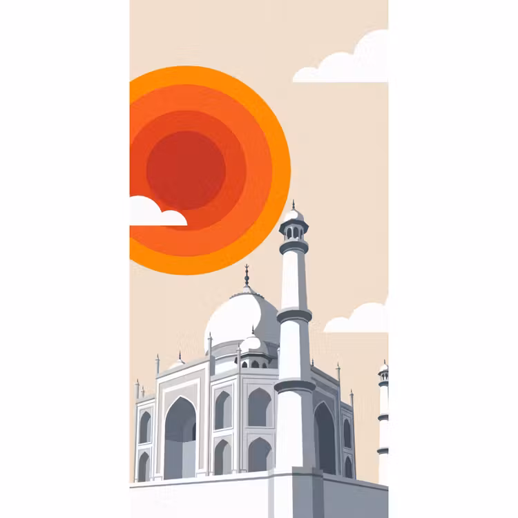 Behang - Taj Mahal - Zon - Koepel - Architectuur - India - Grafisch — 2