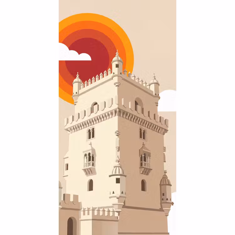 Behang - Toren - Rivier - Architectuur - Modern - Oranje — 2