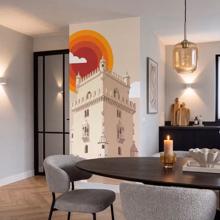 Behang - Toren - Rivier - Architectuur - Modern - Oranje — 5