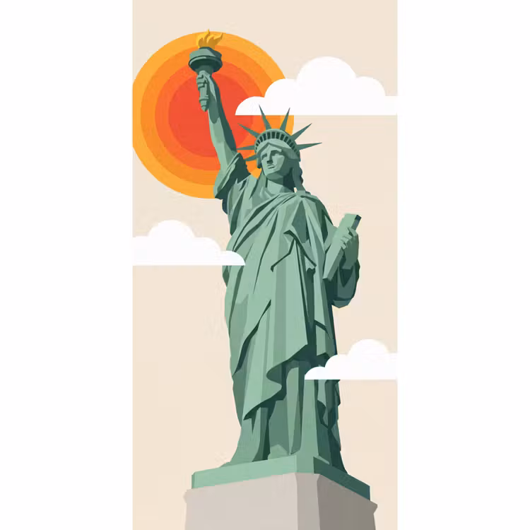 Behang - Vrijheidsbeeld - New York - Zon - Modern — 2