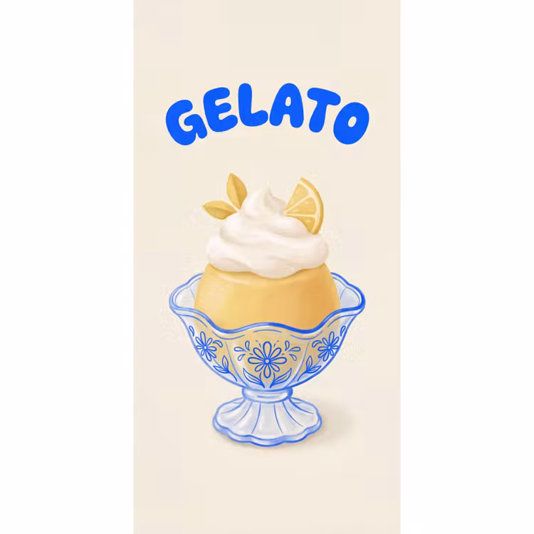 Behang - IJs - Citroen - Illustratie - Geel - Dessert — 2