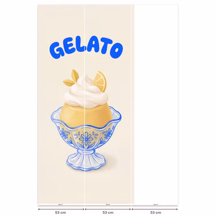 Behang - IJs - Citroen - Illustratie - Geel - Dessert — 6