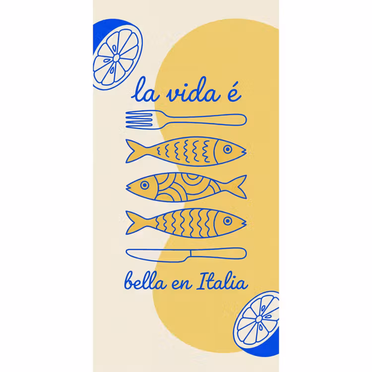 Behang - Italië - Eten - Citroen - Vis - Grafisch — 2