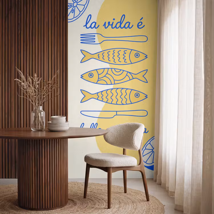 Behang - Italië - Eten - Citroen - Vis - Grafisch — 4