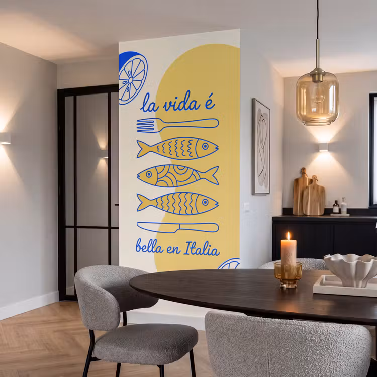 Behang - Italië - Eten - Citroen - Vis - Grafisch — 5