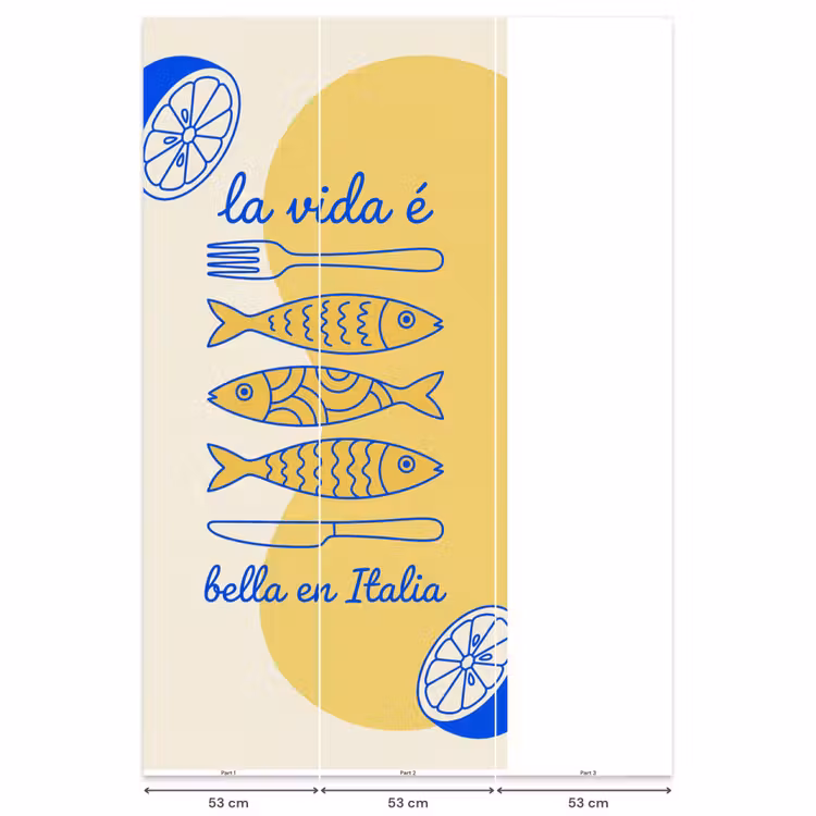 Behang - Italië - Eten - Citroen - Vis - Grafisch — 6