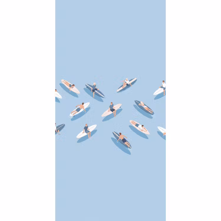 Behang - Mensen - Surfen - Water - Zomer - Illustratie — 2