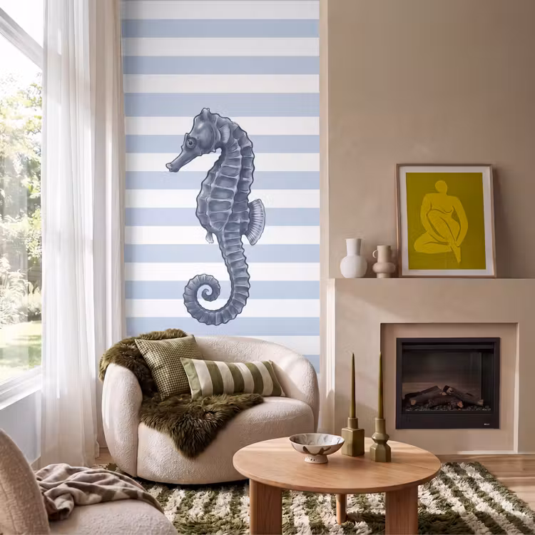 Behang - Vis - Oceaan - Illustratie - Blauw - Strepen — 1