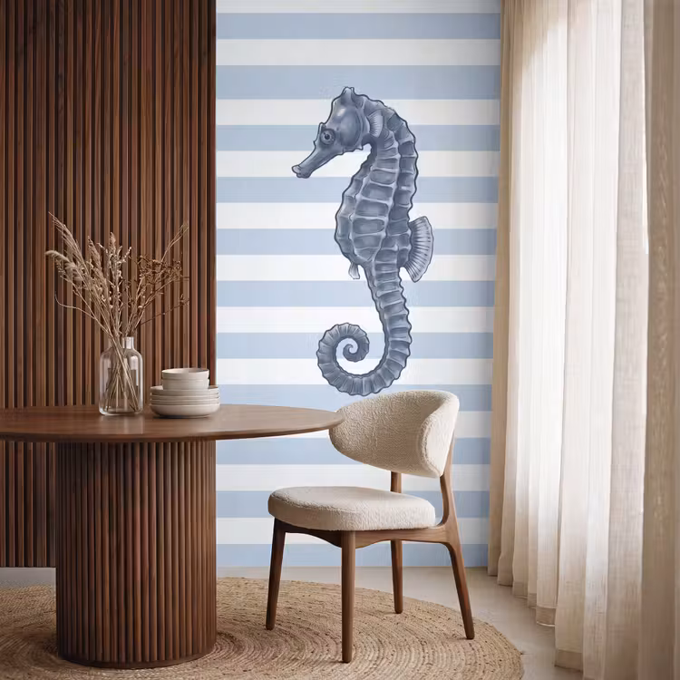 Behang - Vis - Oceaan - Illustratie - Blauw - Strepen — 4