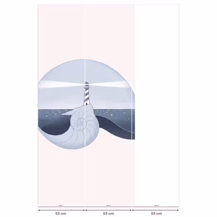Behang - Vuurtoren - Zee - Schelp - Abstract - Blauw — 6