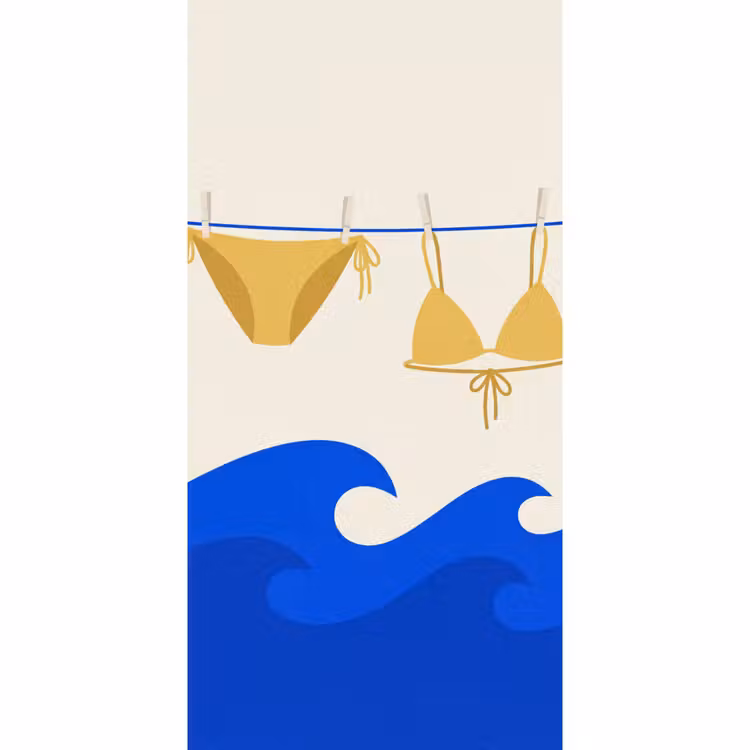 Behang - Zwemkleding - Zee - Zomer - Illustratie - Geel — 2
