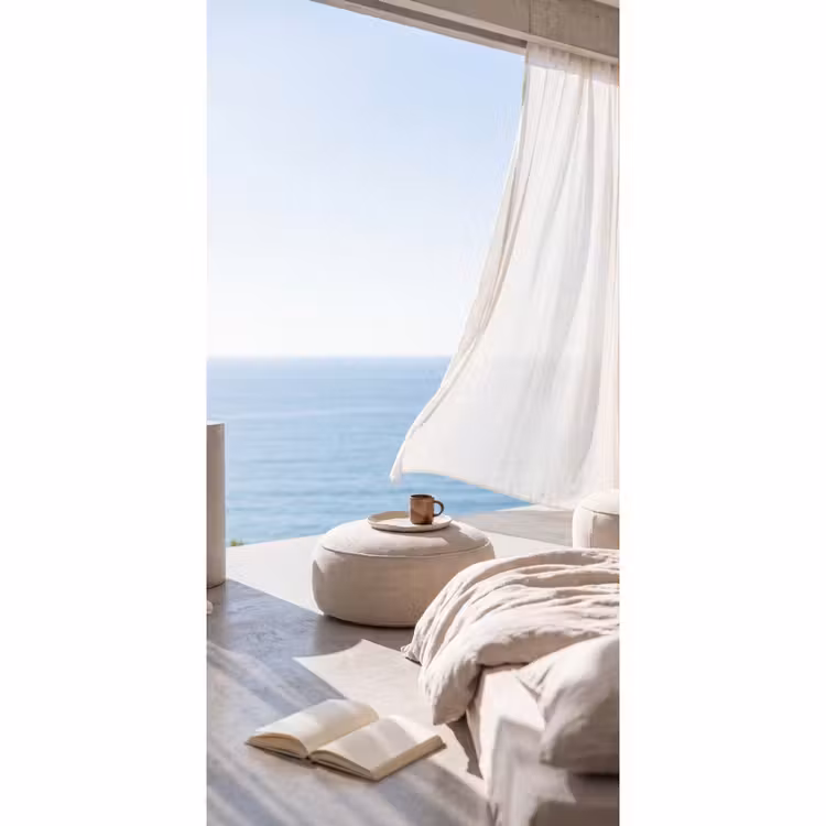 Behang - Interieur - Zeezicht - Modern - Rust - Beige — 2