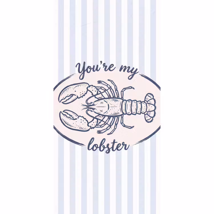 Behang - Kreeft - Illustratie - Liefde - Blauw - Decoratie — 2