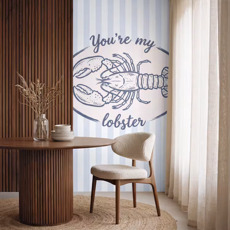 Behang - Kreeft - Illustratie - Liefde - Blauw - Decoratie — 4