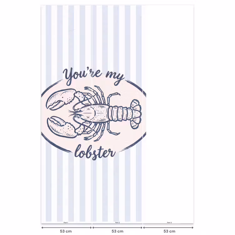 Behang - Kreeft - Illustratie - Liefde - Blauw - Decoratie — 6