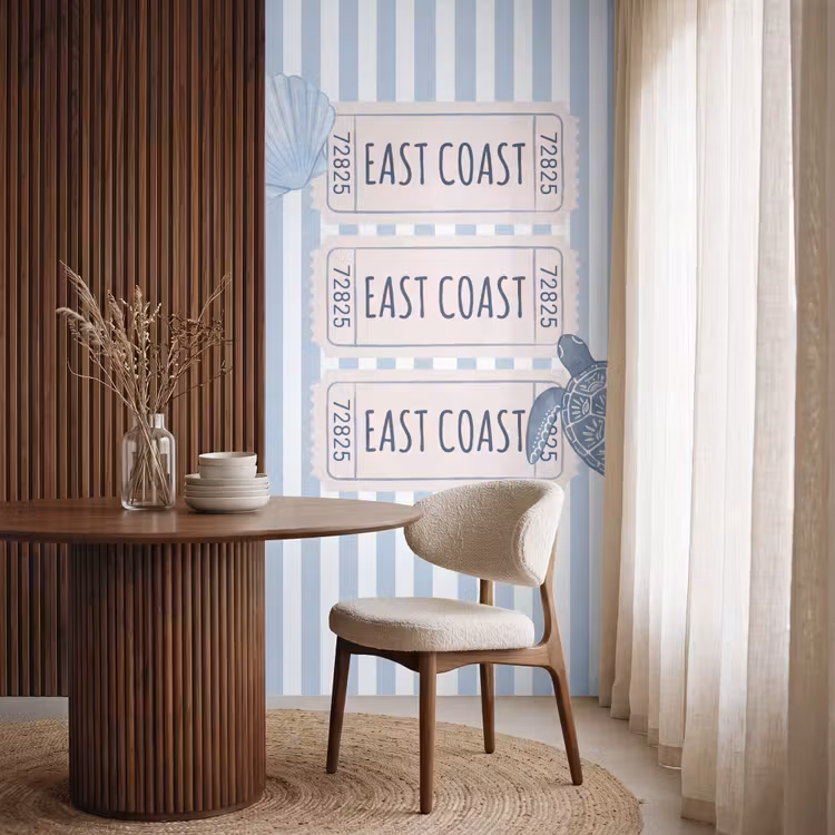 Behang - Schelp - Oceaan - Kust - Blauw - Illustratie — 4