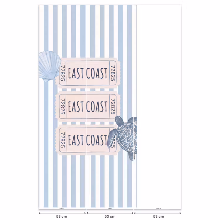 Behang - Schelp - Oceaan - Kust - Blauw - Illustratie — 6